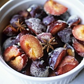 Sugared damsons with star anise