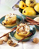 Baked quinces with walnut stuffing