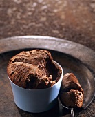 Nutella soufflé in the baking dish