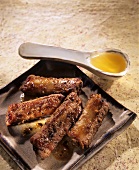 Barbecued pork ribs, marinated in honey