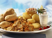 Kartoffeln und Dips (Kürbiskernpesto, Radieschenquark)