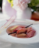 Rhubarb compote with vanilla  on plate