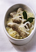 Saure Zipfel: sausages in onion and vinegar stock (Franconia)