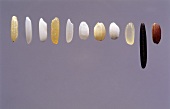 Individual grains of different types of rice