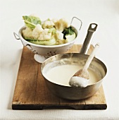 Cheese and cooked cauliflower