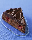 Piece of chocolate raspberry cake