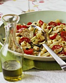 Pasta salad with salami and vegetables