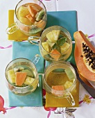 Exotic fruit punch in glasses