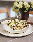 Penne with ham and courgettes