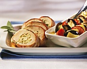 Stuffed chicken breast roulade with ratatouille