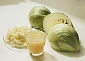 Sauerkraut juice, sauerkraut and fresh white cabbage