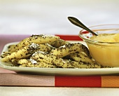 Poppy seed noodles with apple puree