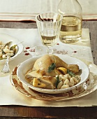 Pollo al limone con contorno (lemon chicken with beans)