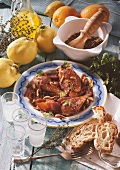 Braised chicken with quinces (Cyprus)