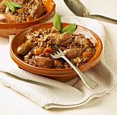 Lentil stew with pork and sausages