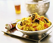 Couscous with aubergines, tomatoes and onions