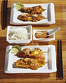 Red snapper saté with rice and peanut sauce