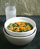 Vegetable soup with beans and spinach