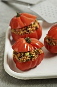 Raw tomatoes stuffed with couscous