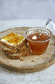 Slices of wholemeal bread and orange marmalade