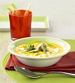 Carrot soup with green asparagus