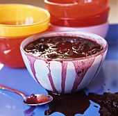 Blackberry puree in bowl