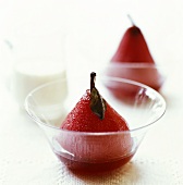 Poached pears in red wine