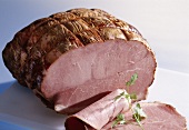 Cooked ham (traditional Staufer ham), partly sliced