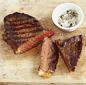 Beef steak (medium) with salt and pepper