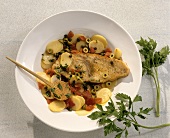 Pesce spada alla messinese (Swordfish with capers, Italy)