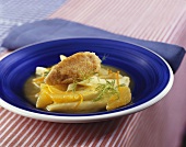 Fennel and orange ragout with fried butter dumplings