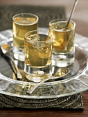 Wine jelly in three glasses on tray