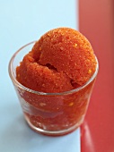 Red pepper sorbet in a glass