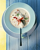 Fish and coconut soup (overhead view)