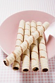 Wafer rolls on pink plate