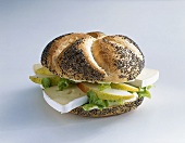 Camembert and pear in poppy seed roll