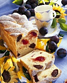 Yeast cake with plum and almond filling