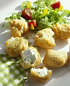 Choux pastry balls filled with soft cheese