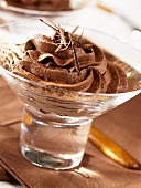 Mousse au chocolat in dessert glass