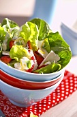 Lettuce with strawberries, Camembert and yoghurt dressing