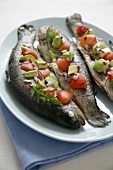 Oven-baked trout with avocado salsa