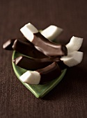 Chocolate-coated coconut sticks