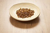 Roasted soya beans on plate