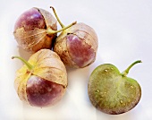 Tomatillos, whole and halved