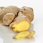 Ginger root, partly sliced