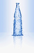 Water forming a bottle shape