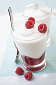 Raspberry quark in a dessert glass