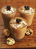 Chocolate mousse with rum and walnuts