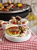 Hamburger and kebabs (barbecued)
