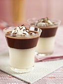 Chocolate jelly with cream and chocolate vermicelli